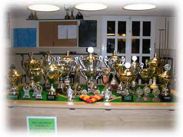 Some of the many pool trophies won over the years